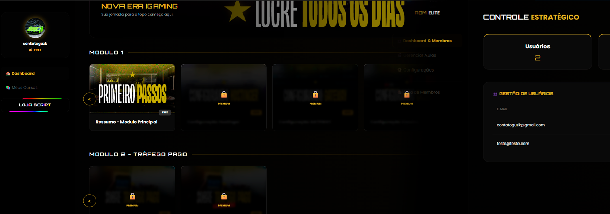 Script Aréa de Membros